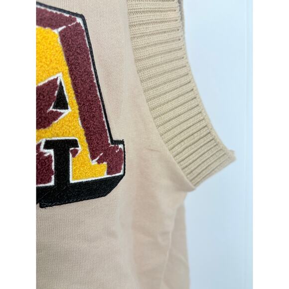 Adidas Originals Preppy Varsity Knit Tank Top Large Tan Cream - Picture 6 of 12